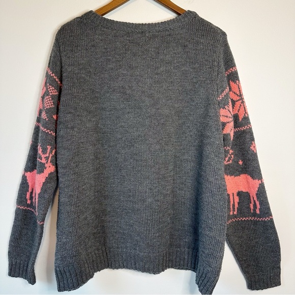 Forever 21 Vintage Christmas Holiday Winter Nordic Reindeer Sweater, size 3X - Picture 7 of 16